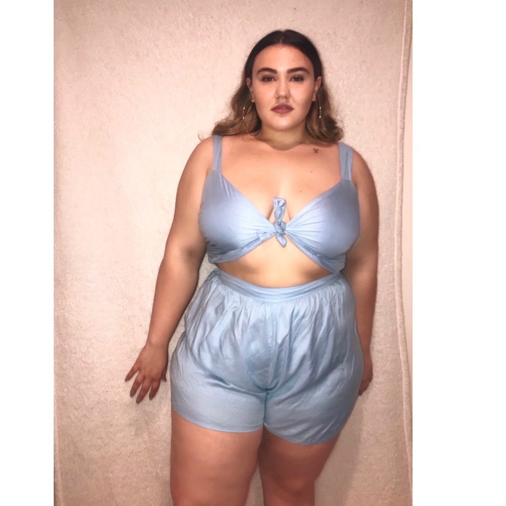 Sky blue playsuit